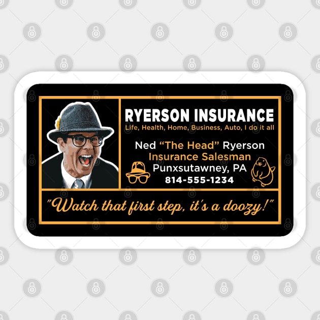 Ned Ryerson Insurance Salesman Sticker by Alema Art